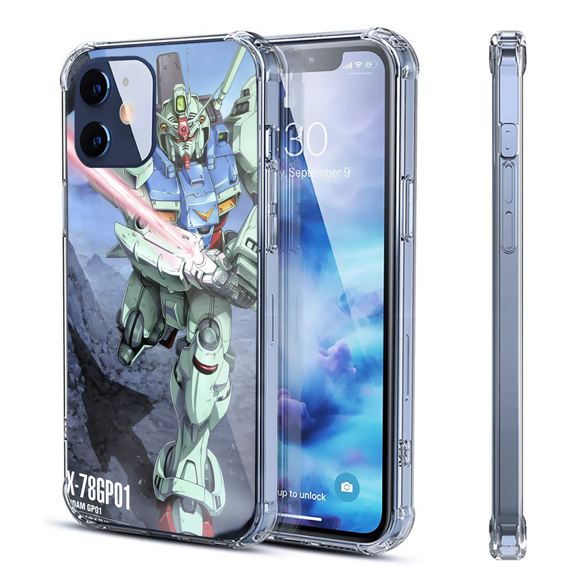 （画像用） 機動戦士ガンダム Mobile Suit Gundam 【iPhone 12シリーズ対応】透明スマホケース（クリアソフトケース）